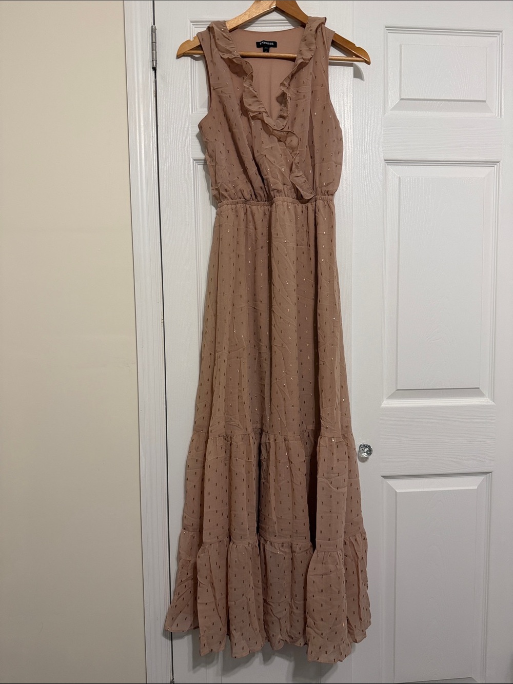 Ruffled Sleeveless Maxi Dress in Dusty Taupe